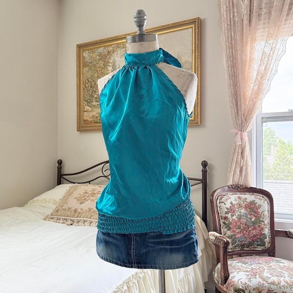 teal halter top  Y2K teal halter top studio y size large
